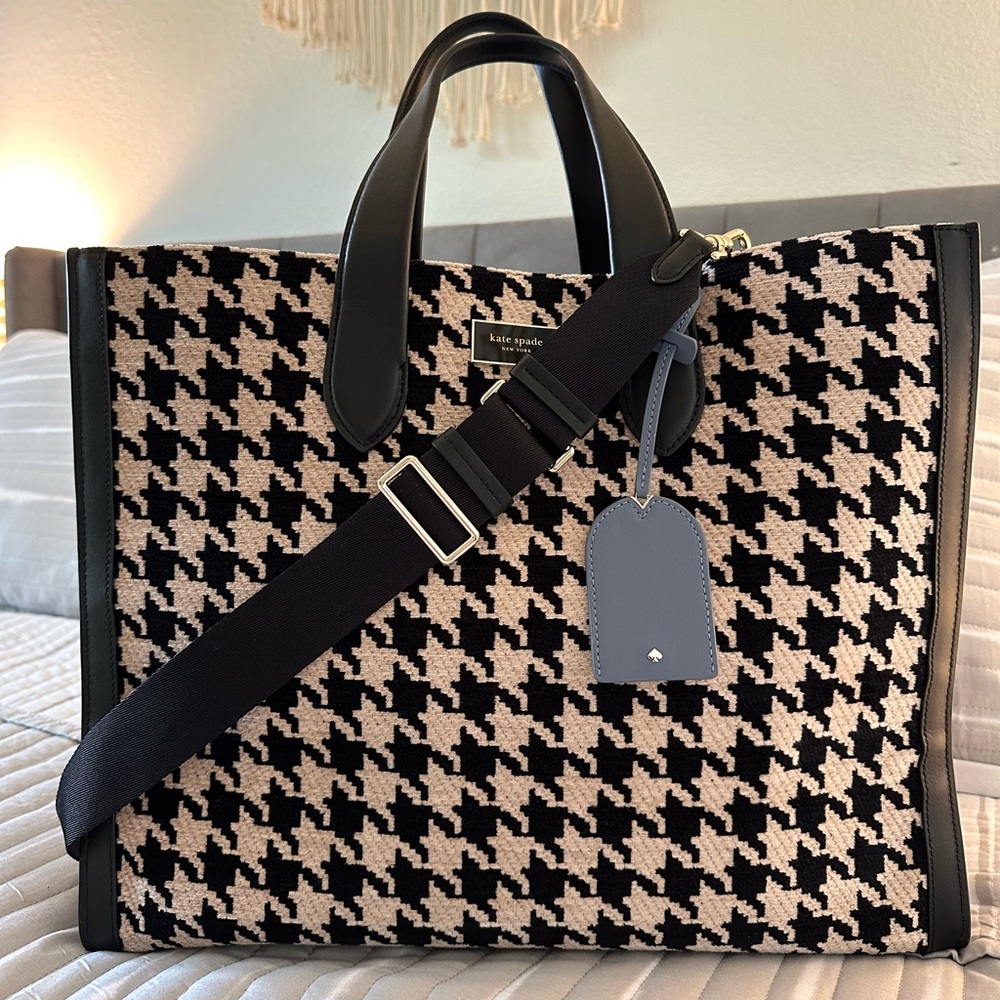 kate spade new york Manhattan Houndstooth Tote Bag, Black/Multi